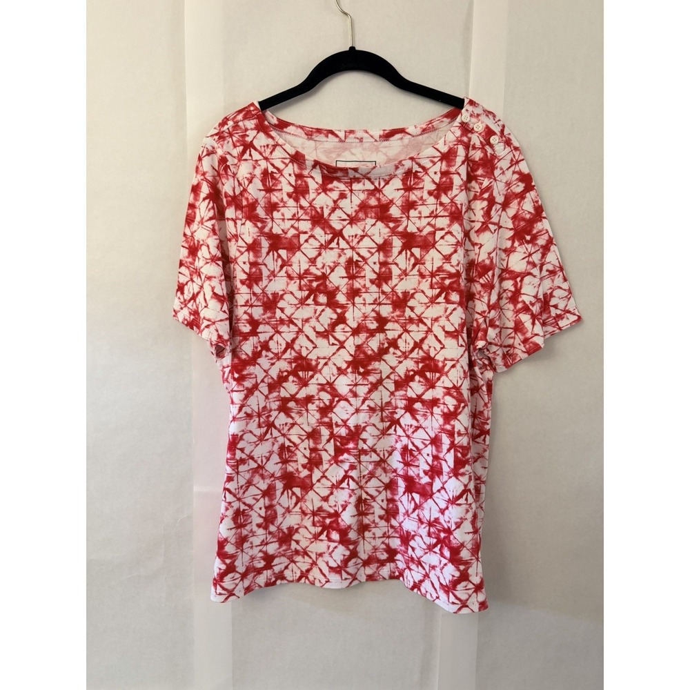 Charter Club Women's Cotton Printed Boat Neck Top XXL